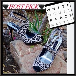 WHITE HOUSE/BLACK MARKET White Leopard Print Heels